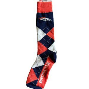 NFL Team Apparel Unisex Denver Broncos Argyle Orange and Blue Socks NWT